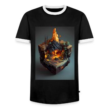 Voxel Fantasy Gaming Gaming Gamer Pixel Block - Men's Ringer Shirt - black/white - Front - AI Model Female 172 light (172cm) & AI Model Male 178 light (178cm)