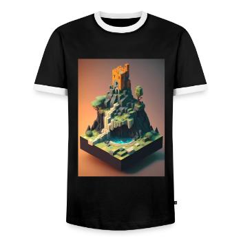 Voxel Fantasy Gaming Gaming Gamer Pixel Block - Men's Ringer Shirt - black/white - Front - AI Model Female 172 light (172cm) & AI Model Male 178 light (178cm)