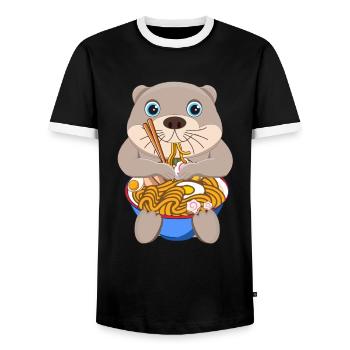 Nudelsuppe Otterliebhaber Tier Meeresbiologe - Männer Kontrast-T-Shirt - Schwarz/Weiß - Vorne - AI Model Female 172 light (172cm) & AI Model Male 178 light (178cm)