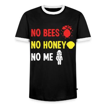Beekeeper No Bees No Honey No Me Honey Bees Beekeeping - Men's Ringer Shirt - black/white - Front - AI Model Female 172 light (172cm) & AI Model Male 178 light (178cm)