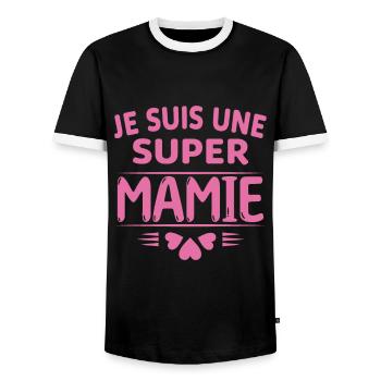Super Mamie Cadeau de Noël Fête des Grands Mères - T-shirt contrasté Homme - noir/blanc - Devant - AI Model Female 172 light (172cm) & AI Model Male 178 light (178cm)