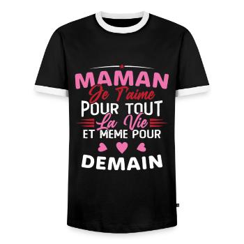 Maman je t'aime Mère Bébé Naissance Amour - T-shirt contrasté Homme - noir/blanc - Devant - AI Model Female 172 light (172cm) & AI Model Male 178 light (178cm)