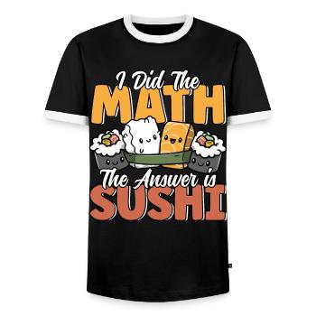 Drôle Sushi Math Cute Kawaii Cuisine Japonaise - T-shirt contrasté Homme - noir/blanc - Devant - AI Model Female 172 light (172cm) & AI Model Male 178 light (178cm)
