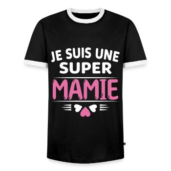 Super Mamie Cadeau de Noël Fête des Grands Mères - T-shirt contrasté Homme - noir/blanc - Devant - AI Model Female 172 light (172cm) & AI Model Male 178 light (178cm)
