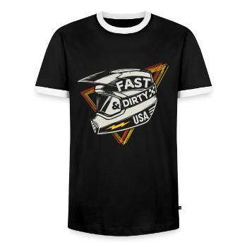 Schnell Schmutzig Dirt Bike Helm Motocross Biker - Männer Kontrast-T-Shirt - Schwarz/Weiß - Vorne - AI Model Female 172 light (172cm) & AI Model Male 178 light (178cm)