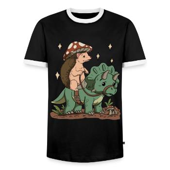 Cottagecore Igel - Männer Kontrast-T-Shirt - Schwarz/Weiß - Vorne - AI Model Female 172 light (172cm) & AI Model Male 178 light (178cm)