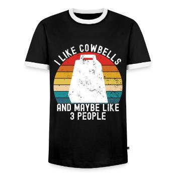 Cowbell More Cowbell-Vintager - Men's Ringer Shirt - black/white - Front - AI Model Female 172 light (172cm) & AI Model Male 178 light (178cm)