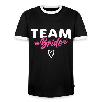 Team Braut Bride - Men's Ringer Shirt - black/white - Front - AI Model Female 172 light (172cm) & AI Model Male 178 light (178cm)