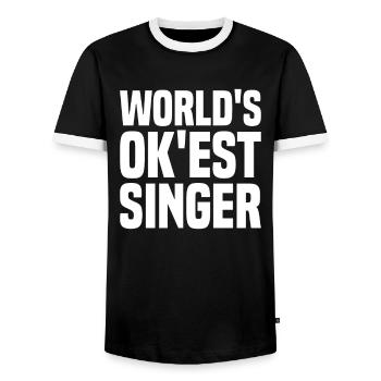 Karaoké Chant Fête Chantante - T-shirt contrasté Homme - noir/blanc - Devant - AI Model Female 172 light (172cm) & AI Model Male 178 light (178cm)
