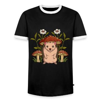 Cottagecore Igel - Männer Kontrast-T-Shirt - Schwarz/Weiß - Vorne - AI Model Female 172 light (172cm) & AI Model Male 178 light (178cm)