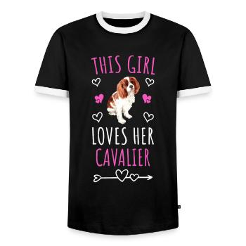 This Girl Loves Her Cavalier King Charles Spaniel - Männer Kontrast-T-Shirt - Schwarz/Weiß - Vorne - AI Model Female 172 light (172cm) & AI Model Male 178 light (178cm)