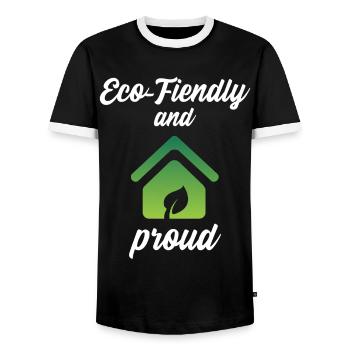 Respectueux de l’environnement et fier - T-shirt contrasté Homme - noir/blanc - Devant - AI Model Female 172 light (172cm) & AI Model Male 178 light (178cm)
