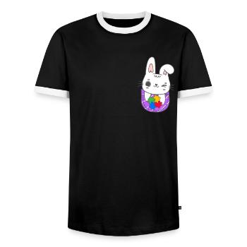 Autismus Neurodiversity Freundlichkeit - Männer Kontrast-T-Shirt - Schwarz/Weiß - Vorne - AI Model Female 172 light (172cm) & AI Model Male 178 light (178cm)