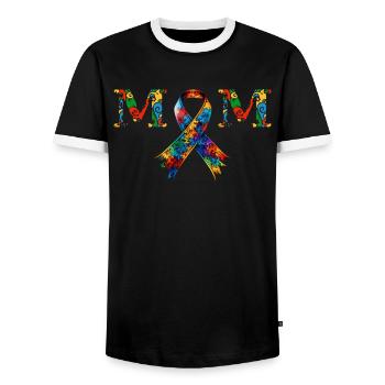 Autism Mother Autism Loop Autistic - Men's Ringer Shirt - black/white - Front - AI Model Female 172 light (172cm) & AI Model Male 178 light (178cm)