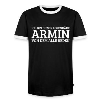 Armin Lustiger Spruch Geburtstag Vorname - Männer Kontrast-T-Shirt - Schwarz/Weiß - Vorne - AI Model Female 172 light (172cm) & AI Model Male 178 light (178cm)