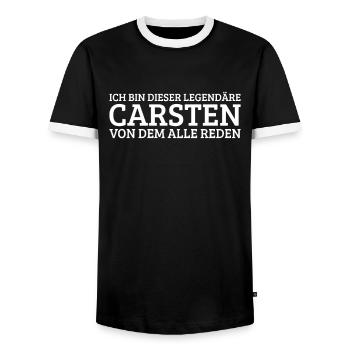 Carsten Lustiger Spruch Geburtstag Vorname - Männer Kontrast-T-Shirt - Schwarz/Weiß - Vorne - AI Model Female 172 light (172cm) & AI Model Male 178 light (178cm)