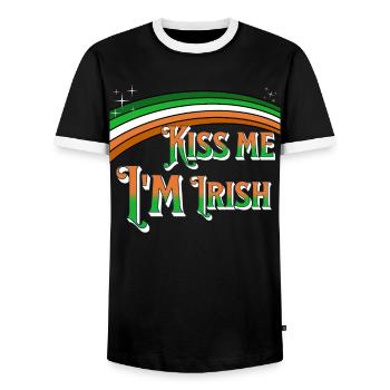 Kiss me Im Irish - Saint Patricks day Paddy's Day - T-shirt contrasté Homme - noir/blanc - Devant - AI Model Female 172 light (172cm) & AI Model Male 178 light (178cm)