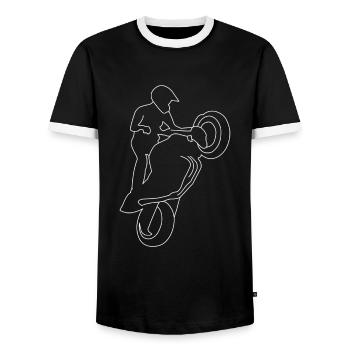Motorradfahrer Motorrad Zeichnung - Männer Kontrast-T-Shirt - Schwarz/Weiß - Vorne - AI Model Female 172 light (172cm) & AI Model Male 178 light (178cm)