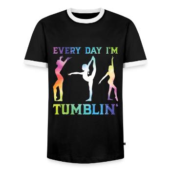 Tumbler Gymnast Girl Tumbler - Men's Ringer Shirt - black/white - Front - AI Model Female 172 light (172cm) & AI Model Male 178 light (178cm)