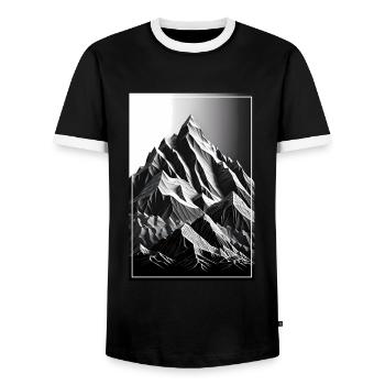 Randonnée Alpinisme Montagnes Géométrique Art au trait - T-shirt contrasté Homme - noir/blanc - Devant - AI Model Female 172 light (172cm) & AI Model Male 178 light (178cm)