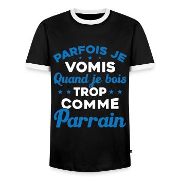 Parfois Je Vomis Quand Je Bois Trop Comme Parrain - T-shirt contrasté Homme - noir/blanc - Devant - AI Model Female 172 light (172cm) & AI Model Male 178 light (178cm)