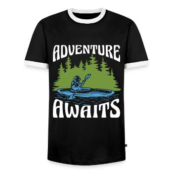 Kayaking Adventure Awaits Paddle Boat Kayak Lover - Men's Ringer Shirt - black/white - Front - AI Model Female 172 light (172cm) & AI Model Male 178 light (178cm)