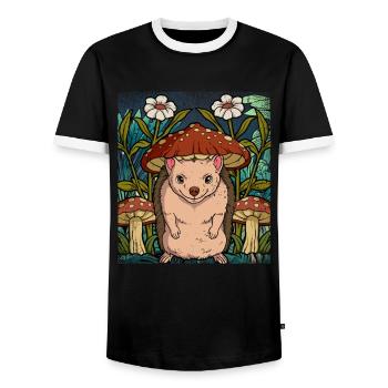 Cottagecore Igel - Männer Kontrast-T-Shirt - Schwarz/Weiß - Vorne - AI Model Female 172 light (172cm) & AI Model Male 178 light (178cm)