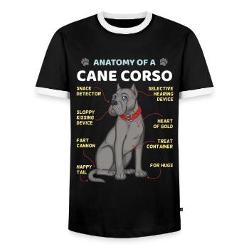 Anatomie d’un Cane Corso - T-shirt contrasté Homme - noir/blanc - Devant - AI Model Female 172 light (172cm) & AI Model Male 178 light (178cm)