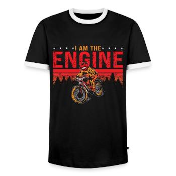 VTT Je suis l’amoureux du vélo de course de moteur - T-shirt contrasté Homme - noir/blanc - Devant - AI Model Female 172 light (172cm) & AI Model Male 178 light (178cm)