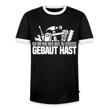 Rohrleitungsbauer Hammer - Männer Kontrast-T-Shirt - Schwarz/Weiß - Vorne - AI Model Female 172 light (172cm) & AI Model Male 178 light (178cm)