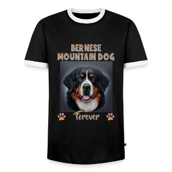 Dogs Bernese Mountain Dog Dog Lovers Aussie - Men's Ringer Shirt - black/white - Front - AI Model Female 172 light (172cm) & AI Model Male 178 light (178cm)