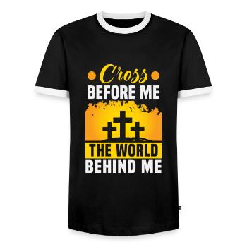 Citations chrétiennes Dessins pour les chrétiens croyants - T-shirt contrasté Homme - noir/blanc - Devant - AI Model Female 172 light (172cm) & AI Model Male 178 light (178cm)