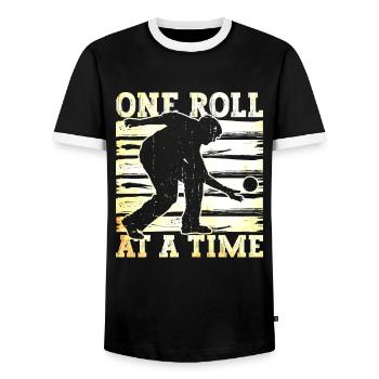 Un rôle à la fois - pétanque - T-shirt contrasté Homme - noir/blanc - Devant - AI Model Female 172 light (172cm) & AI Model Male 178 light (178cm)