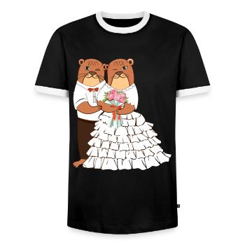 Hochzeit Andere Otter-Liebhaber Tier Meeresbiologe - Männer Kontrast-T-Shirt - Schwarz/Weiß - Vorne - AI Model Female 172 light (172cm) & AI Model Male 178 light (178cm)