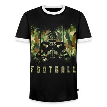 Football Player Coach American Football - Men's Ringer Shirt - black/white - Front - AI Model Female 172 light (172cm) & AI Model Male 178 light (178cm)