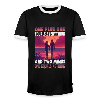 Valentine's Day Gifts Lovers and Couples Designs - Men's Ringer Shirt - black/white - Front - AI Model Female 172 light (172cm) & AI Model Male 178 light (178cm)