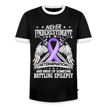 Epilepsie-Awareness-Krieger - Männer Kontrast-T-Shirt - Schwarz/Weiß - Vorne - AI Model Female 172 light (172cm) & AI Model Male 178 light (178cm)