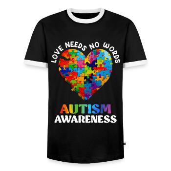 Autism Awareness Diversity and Awareness - Men's Ringer Shirt - black/white - Front - AI Model Female 172 light (172cm) & AI Model Male 178 light (178cm)