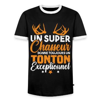Un super chasseur donne un tonton exceptionnel - T-shirt contrasté Homme - noir/blanc - Devant - AI Model Female 172 light (172cm) & AI Model Male 178 light (178cm)