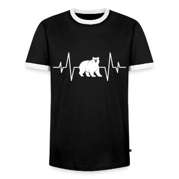 Bear heartbeat - Men's Ringer Shirt - black/white - Front - AI Model Female 172 light (172cm) & AI Model Male 178 light (178cm)