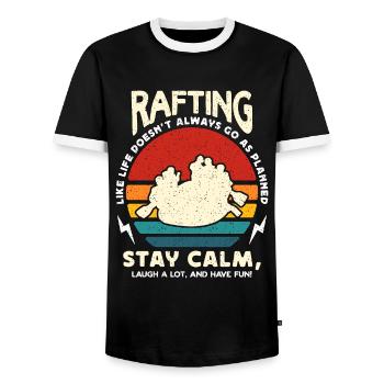 Rafting comme la vie ne va pas toujours en rafting - T-shirt contrasté Homme - noir/blanc - Devant - AI Model Female 172 light (172cm) & AI Model Male 178 light (178cm)