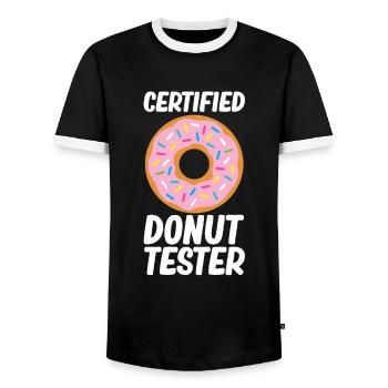 Donut Sprinkles Doughnut Fried Dough Sweet Dessert - Men's Ringer Shirt - black/white - Front - AI Model Female 172 light (172cm) & AI Model Male 178 light (178cm)