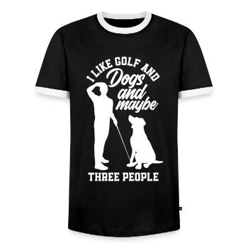 Golf Dogs Love Gift - Men's Ringer Shirt - black/white - Front - AI Model Female 172 light (172cm) & AI Model Male 178 light (178cm)