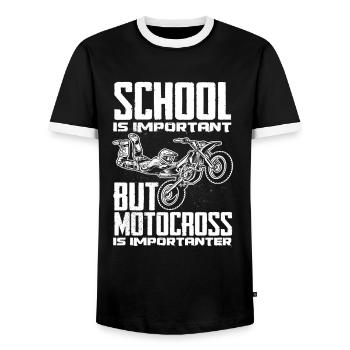 Motocross School Motocross Rider - Men's Ringer Shirt - black/white - Front - AI Model Female 172 light (172cm) & AI Model Male 178 light (178cm)