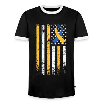 Down Syndrome Awareness Loop Variety and - Men's Ringer Shirt - black/white - Front - AI Model Female 172 light (172cm) & AI Model Male 178 light (178cm)