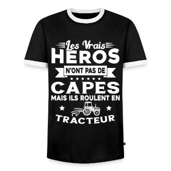 Tracteur Héros Cadeau Agriculteur Humour Fermier - T-shirt contrasté Homme - noir/blanc - Devant - AI Model Female 172 light (172cm) & AI Model Male 178 light (178cm)