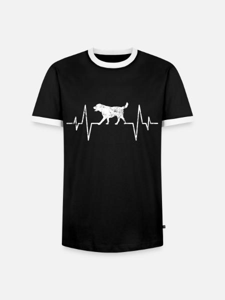 Hund Herzschlag - Männer Kontrast-T-Shirt - Schwarz/Weiß
