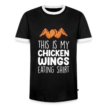 Chicken Wings Funny Food Lover Chicken Wings - Men's Ringer Shirt - black/white - Front - AI Model Female 172 light (172cm) & AI Model Male 178 light (178cm)