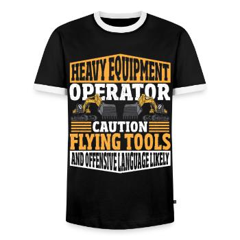 Heavy Equipment Operator Flying Tools & Offensive - Men's Ringer Shirt - black/white - Front - AI Model Female 172 light (172cm) & AI Model Male 178 light (178cm)