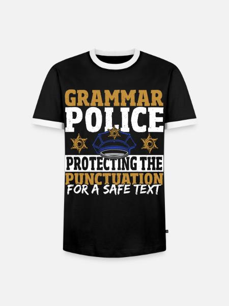 Grammatik-Polizei Rechntschreibung - Männer Kontrast-T-Shirt - Schwarz/Weiß